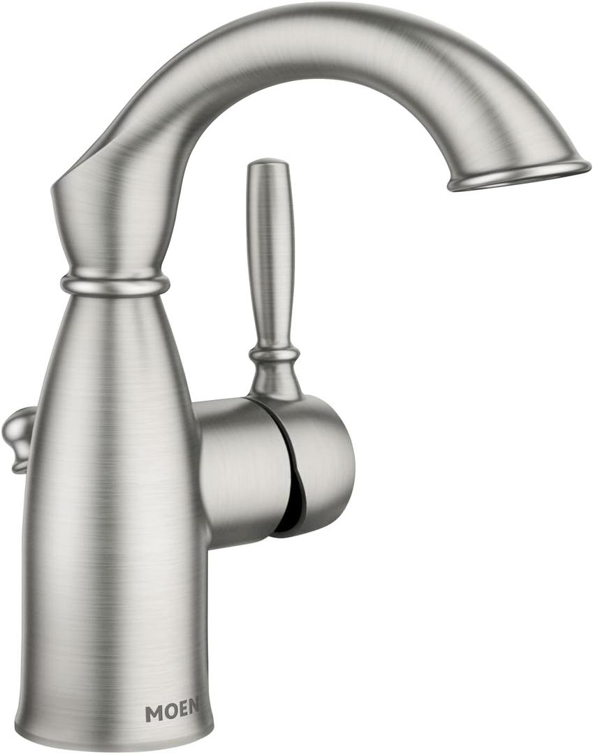 Moen Sarona Spot Resist Brushed Nickel One-Handle Single Hole Rustic Farmhouse Bathroom Sink Faucet with Optional Deckplate, 84144SRN