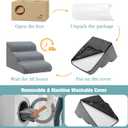 Dog Stairs for Small Dogs, 3-Step Dog Steps for Couch Sofa and Chairs, High-Density Foam Pet Steps Ramp with Removable Washable Cover for Older Injured Puppy Dogs and Cats, 13.78" H, Grey