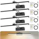 YAYIT 6 Colors Picture Lights for Wall, 16in Battery Operated Picture Light Rechargeable with Remote Timer, Dimmable Art Light for Wall Painting, Display, Gallery, 4 Pack (Black)