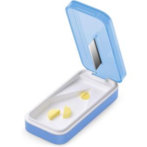 BUG HULL Pill Cutter with Removable Silicone Liner, Sleek Pill Splitter, Pill Cutter Splitter for Small and Tiny Pills, Pill Cutters for Small or Large Pills Professional- Blue