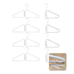 WRYLCYH 8 Pcs Foldable Hangers, Plastic Collapsible Hangers, Portable Folding Clothes Hanger, Foldable Travel Hangers, Foldable Hangers for Travel, Cruise, Home, Bedroom, Dorm (White)