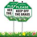 Keep Off Grass Sign for Yard, 2 Pack- 10" W x 28" H All Aluminum Keep Off The Grass Signs with Stake- Stay Off Grass Sign- Don't Step On The Grass- No Dog Lawn Signage