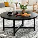 Coffee Table, 31.5" Large Coffee Tables, Black Round Coffee Tables for Living Room, Floor Table for Sitting on The Floor, Center Coffee Table with Metal Frame for Office Apartment Home, 31.5" X 17.7"