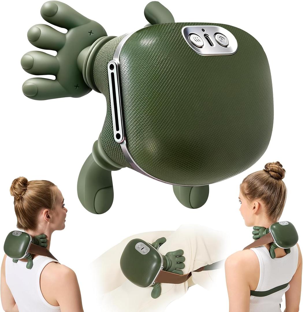 4D Wireless Neck Massager with Heat, Portable Bionic Massage with Real Human Hand Kneading, Neck Massager for Pain Relief Deep Tissue, Body Muscle Pain Relief, Perfect Relaxation Gifts for Men Women