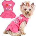 Dog Dress, Pet Clothes for Small Dogs Girl Cute I Love My Mom/Dad Pink Puppy Dresses Breathable Pet Spring Summer Clothes Puppy Cat Outfits for Valentines Day, Love Dad (X-Large)