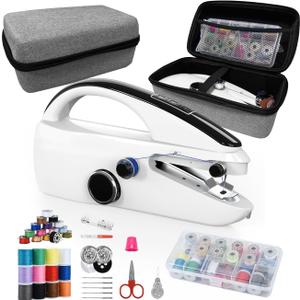 Handheld Sewing Machine, Mini Portable Hand Sewing Machine with 20 Thread Colors Emergency Sewing Kit, Suitable for Clothes, DIY Home Portable Sewing Machines(Black) (All accessories)