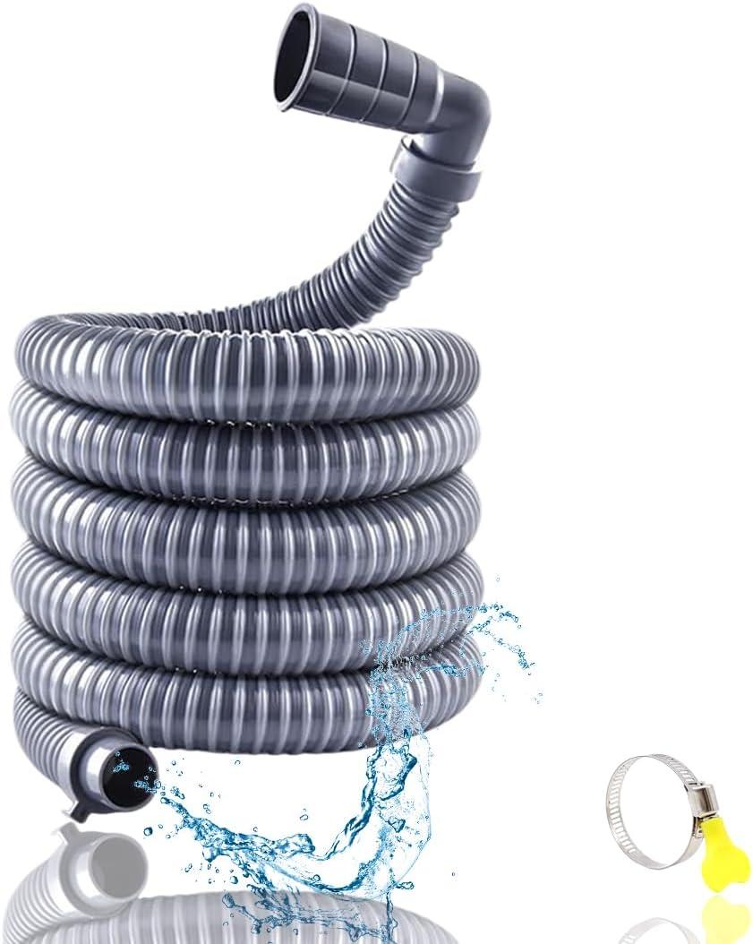 4ft Washing Machine 90  Right Angle Drain Hose With Clamp, Universal Extension Hose Kit for Most Washing Machine, Dryer, Heavy-Duty Hoses Fit up to 32-42MM Drain Outlets, 4ft