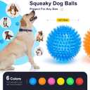 VITEVER 3.5 Squeaky Dog Toy Balls (6 Colors) Puppy Chew Toys for Teething, BPA Free Non-Toxic, Spikey Dog Balls for Medium, Large & Small Dogs, Durable Toys for Aggressive Chewers