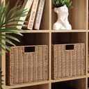 12X12X10in Plastic Wicker Storage Basket, Collapsible Wicker Cube Storage for Shelves, Woven Plastic Storage Basket for Pantry, Bedroom, Living Room, Bathroom, Shelves-3 Pack