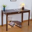 Solid Wood Desk with Drawer, Small Writing Desk for Small Spaces,Gaming Study Home Office Workbench woodenDesks for Work, 47 inch Wooden Computer Desk for Bedroom Walnut Color, 47.2 inch