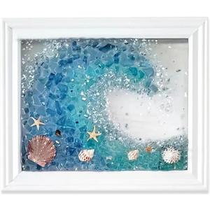 Sea Glass Art Kit, DIY Mosaic Arts and Craft Kits Ocean Painting Kit,DIY Resin Beach Art Kit, Resin Beach Art Kit for Home Decoration, Resin Sea Glass Art Kit(Ocean Wave)