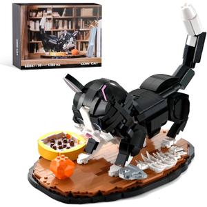 Tuxedo Cat Building Sets for Adult,Animal Building Toy with Display Base for Home or Office Decor,Gift for Teens Boys Girls 8-12 (1200pcs)