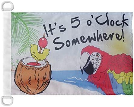 It's 5 o'Clock Somewhere NAUTICAL Flag 18'' x 12'' - Five o'clock flags 30 x 45 cm - Banner 12x18 in for boat - AZ FLAG (navy)