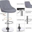 Zlinke Set of 2 Adjustable Bar Stools PU Leather Swivel Bar Chair with Shell Back Pub Chairs Counter Height Home Kitchen Dining Room Chairs(Gray