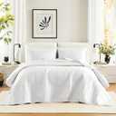 Comfort Spaces White Oversized Queen Quilt Set 102"x118" Bedspread Quilted Summer Lightweight Microfiber Bedding Coverlet with Double Sided Stitching Soft All Season Cozy 3 Piece with Matching Shams