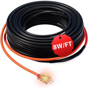 HEATIT 8PLSR Intelligent Commercial and Industrial Grade Self-Regulating Heat Cable, Frost Protection for Water Pipes and Snow Melting on Roofs,24 Ft Cable, 120V, 8 Watts/Ft
