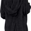 LookbookStore Womens Cardigan 2026 Winter Oversized Open Front Fleece Hooded Draped Pockets Jacket Coats (XS)