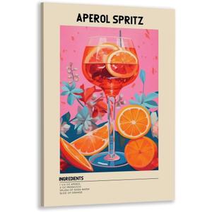 GyXzodonti Vintage Aperol Spritz Cocktail posters retro cocktail wall art Cocktail Drink Wall Decor Vintage bar cart decor Kitchen Home Bar Cart Club Decor Canvas Print 16x24inch Framed (16L" x 24W")
