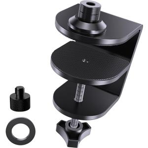 Heavy Duty Metal Table Microphone Clamp with 5/8-20Thread, Desk Mount, Adjustable Boom Arm Clamp, Perfect for Studio, Live Streaming, and Teaching, podcasting, Streaming, Church, Podium use, Black