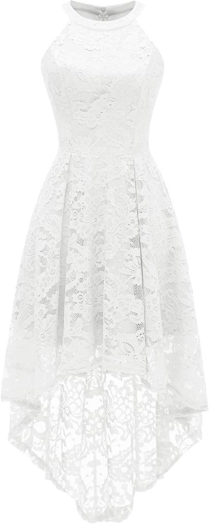 Dressystar Women Halter Lace Wedding Guest Dress Hi-Lo Cocktail Party Bridesmaid Formal Dresses (X-Large)