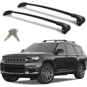 Roof Rack Cross Bars Compatible with Jeep Grand Cherokee L 2021-2026 3-Row & WL 2022-2026 2-Row, Heavy Duty 300 LBS Lockable Aluminum Crossbars, Anti-Theft Rooftop Cargo Carrier for Bike, Kayak, Ski