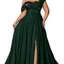 VOUIAO Women Plus Size Bridesmaid Dresses Sequin Summer Maxi Dress A Line Wedding Guest Prom Evening Party Cocktail Gown Dark Green XL