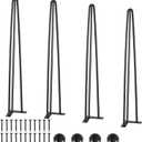 VEVOR Hairpin Table Legs 28", Set of 4 Desk Legs 900lbs Load Capacity, Hairpin Desk Legs 3 Rods for Desk Chairs Bench Dining End Table, Solid Carbon Steel Heavy Duty Furniture Legs Black