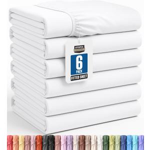 Utopia Bedding Twin Fitted Sheets - Bulk Pack of 6 Bottom Sheets - Soft Brushed Microfiber - Deep Pockets - Shrinkage & Fade Resistant - Easy Care (White)