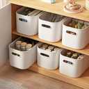 ORGIDOL 8 Pack White Storage Bins with Lids Stackable Storage Container for Organizing, Storage Boxes with Handle for Shelves, Cute Storage Bin for Craft, Snacks, 9.85x6.9x5.7 inch