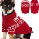 FUAMEY Dog Christmas Sweaters Extra Small, Warm Puppy Pullover Cold Weather with Built-in Leash Hole, Soft Winter Clothes for Dogs Front Sleeves, Thick Turtleneck Doggy Outfits (Red, XS)