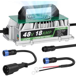 48 Volt LiFePO4 Battery Charger 18A 58.4V Lithium Battery Charger, IP67 Waterproof, 0V Wake Up, Smart 18 AMP LiFePO4 Charger for 58.4V(51.2V) LiFePO4 Batteries for Club Car/Solar/RVs/Golf Cart