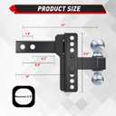 TYT Adjustable Truck Trailer Hitch for 2.5 inch Receiver, 6" Drop/Rise Tow Hitch with Dual Balls (2" & 2-5/16"), Includes Two Pin Locks & Hitch Tightener