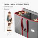 ZOBER Large Christmas Ornament Storage Box - Stores 80 3" Ornaments, With Dividers - With Large Compartment for Figurines, and Accessories, Durable Christmas Containers Holder, 4 Extra Pockets - Gray