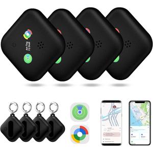 Dual-System Compatible Bluetooth Tracker for iOS or Android Key Finder, Item Locator, Smart Luggage Tracker, Pet Tracker Works with Apple Find My or Google Find Hub IP67 Waterproof Rating (4-Pack)