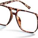 livho Vintage Aviator Blue Light Blocking Glasses, Fashion Oversized Frames with UV Protection Coating, Unisex Design (*Leopard/Tortoise)