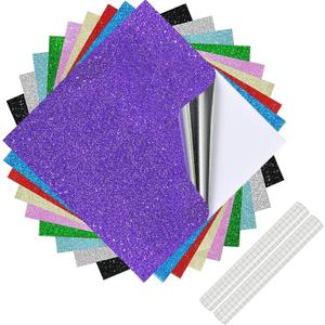 Permanent Vinyl Sheets for Cricut, 12 x 12 Glitter Self Adhesive Vinyl Self Adhesive, 9 Assorted Metallic Colors Craft Vinyl Sticker Plus 2 Transfer Tape for Weeding Machines, Printers, Car Decal
