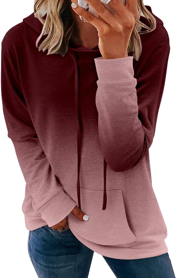 onlypuff Women's Pullover Hoodies Teen Girls Trendy Fall Fashion Tops Hooded Sweatshirts (Medium, A A-Red)