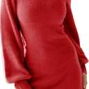 EXLURA Women's 2026 Mock Neck Ribbed Long Sleeve Bodycon Pullover Cute Mini Sweater Dress Vacation Outfits Winter Clothes (Red, Small)