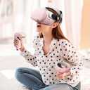 JYMEGOVR for Oculus Quest 2 Silicone Cover, Protective Cover Accessories for Meta VR, Multi Colors Soft Shell Skin, Controller Grips & Face Cover Set (Pink)