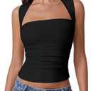 QINSEN Women's Square Neck Slim Fit Tank Top, Size XS