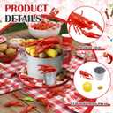 Gemscream 13 Pcs Crawfish Boil Party Supplies Fake Crawfish Party Decorations Lobster Cake Toppers Plastic Crayfish Potato Corn Metal Pail for Lobster Theme Birthday Festival Potluck