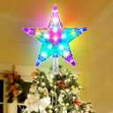 Christmas Tree Topper, FISHOPE 9.5" Tree Toppers Christmas Decorations Lighted Star, Multicolour Tree Topper Star with Lights 31 LED for Xmas Holiday Party Gift Dcor (3AA Battery Powered)