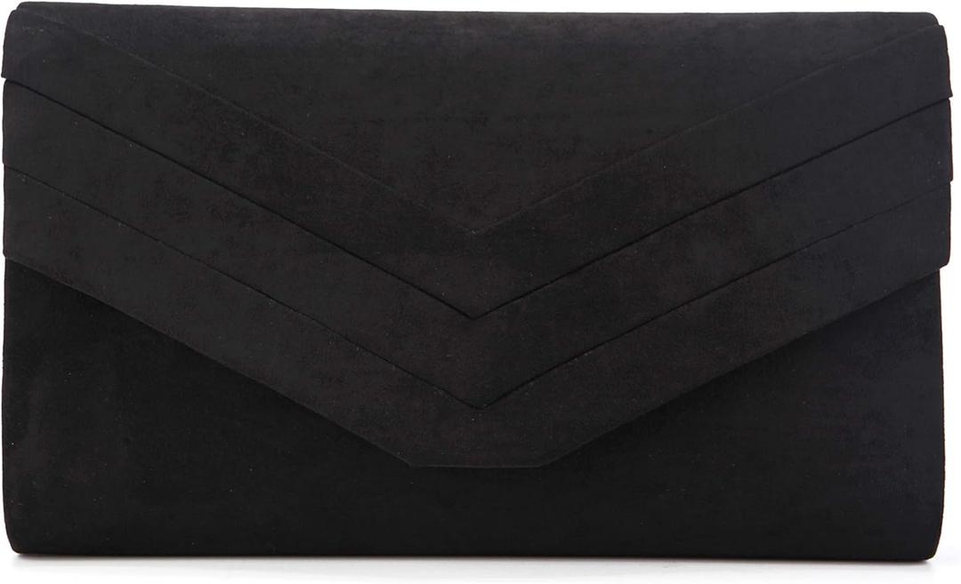 Purses and Handbags Envelope Evening Clutch Crossbody Bags Velvet Classic Wedding Party Shoulder Bag for Women (Black)