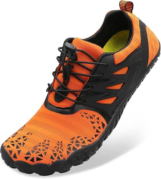 XIHALOOK Athletic Hiking Water Shoes Womens Mens Quick Dry Barefoot for Beach Walking Kayaking Surfing Training (7.5 Women/6 Men, A Orange Black)