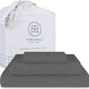 Threadmill 500 Thread Count Twin-XL Size 3 Pc Luxury Cotton Bed Sheet Set, Jacquard Floria Dark Grey, Breathable Sheets with 15" Elasticized Deep Pocket, 1 Pillowcase & Free Tote Bag