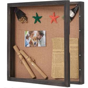 Extra Large Shadow Box 20x20, Square Shadow Boxes Display Cases with Hinged Door, Big Memorial Display Box for Weddings Bouquet Flowers Jersey - Weathered Black