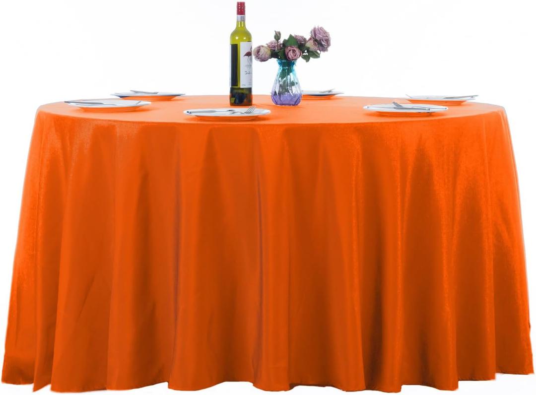 Ascoza 2 Pack 120 Inch Orange Round Tablecloth in Washable Polyester Fabric for Wedding/Banquet/Restaurant/Parties