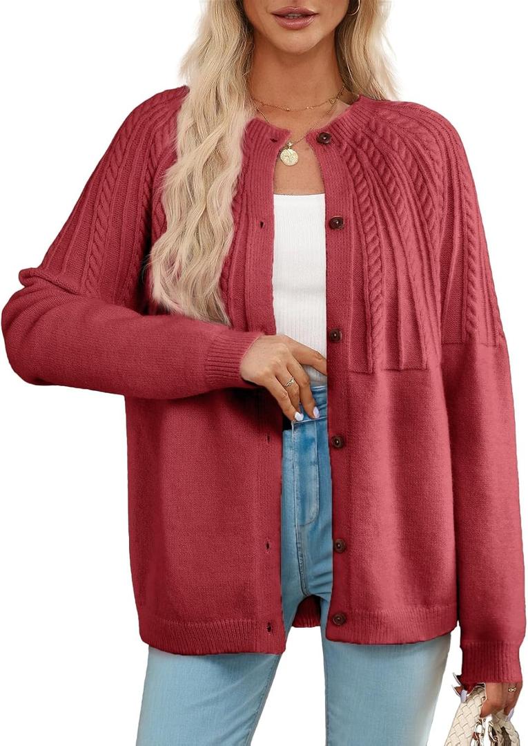 Dokotoo Cardigan Sweaters for Women 2025 Fall Outfits Long Sleeve Crochet Knit Sweaters (M)