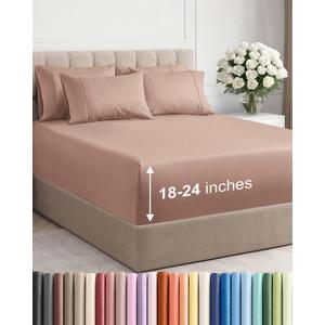 Extra Deep Queen Sheet Set - 6 Piece Breathable and Cooling Sheets - Hotel Luxury Bedding for Women, Men, Kids & Teens - Easy & Secure Fit - Soft, Wrinkle Free and Comfy - Extra Deep Pockets - Mauve