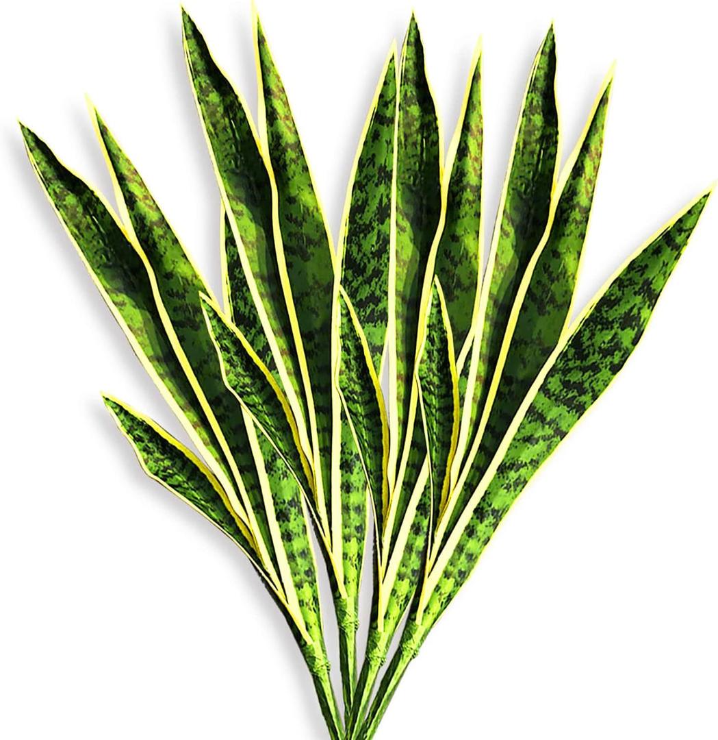 Artificial Snake Plant 4 Pcs 30 Inch Fake Sansevieria Plants for Indoor/Outdoor Home Decor Garden Office Store Decoration (Yellow and Green)